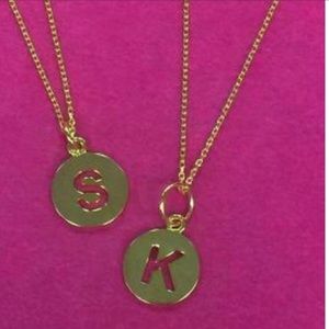 14K over .925 Sterling Silver Cut Out Initial Neck